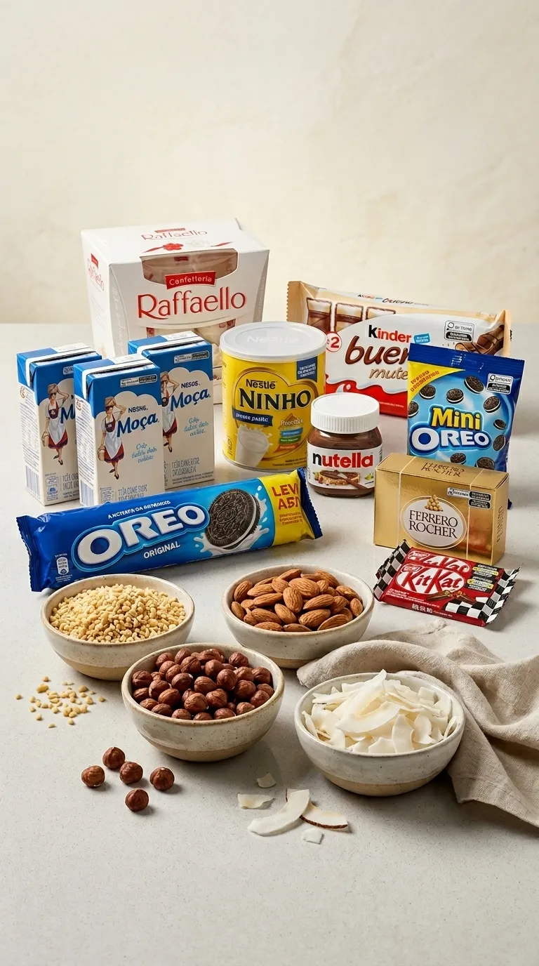 Ingredientes dos ovos de Páscoa gourmet: Oreo, Ferrero Rocher, KitKat, Nutella – Guarapuava PR