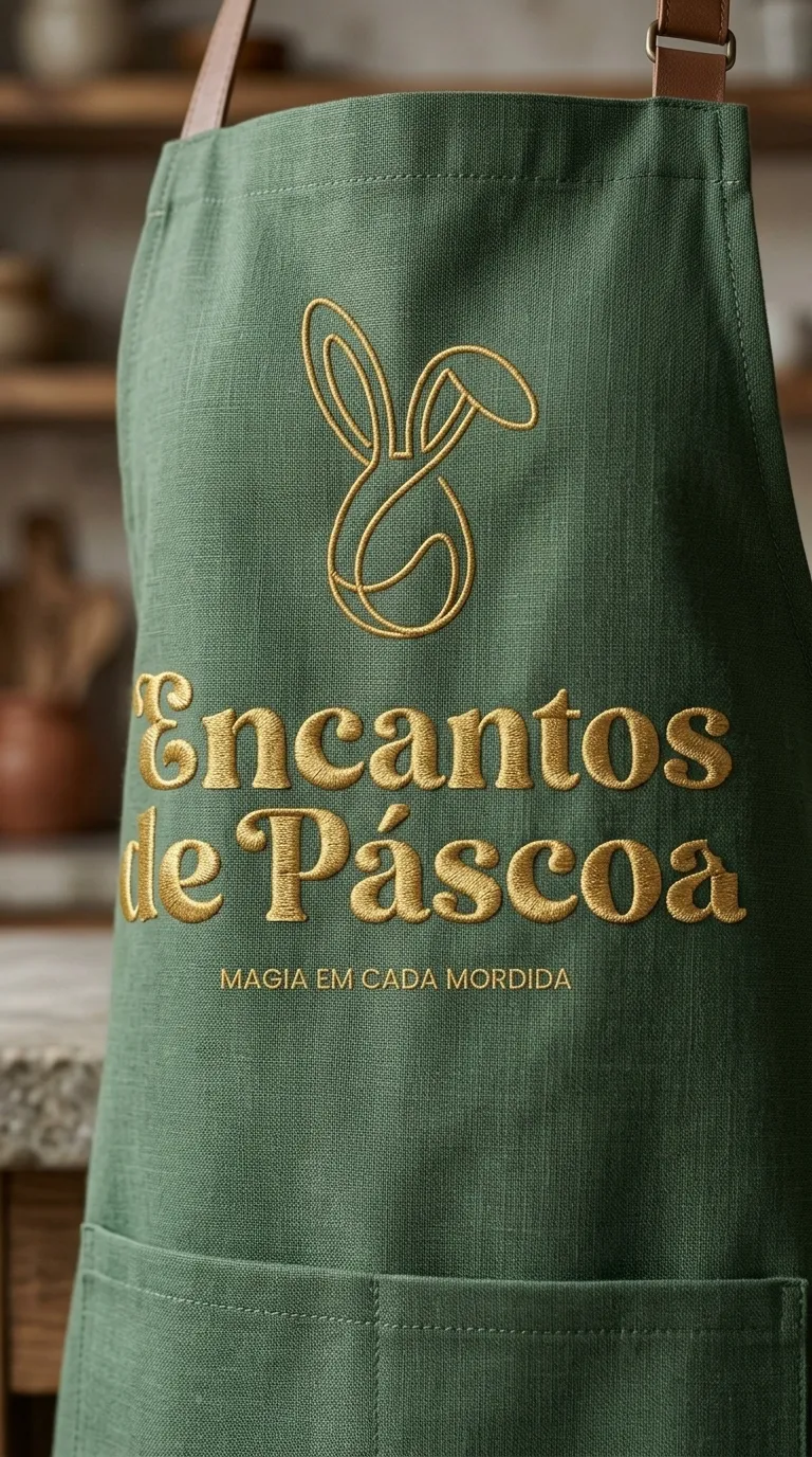Avental bordado Encantos de Páscoa