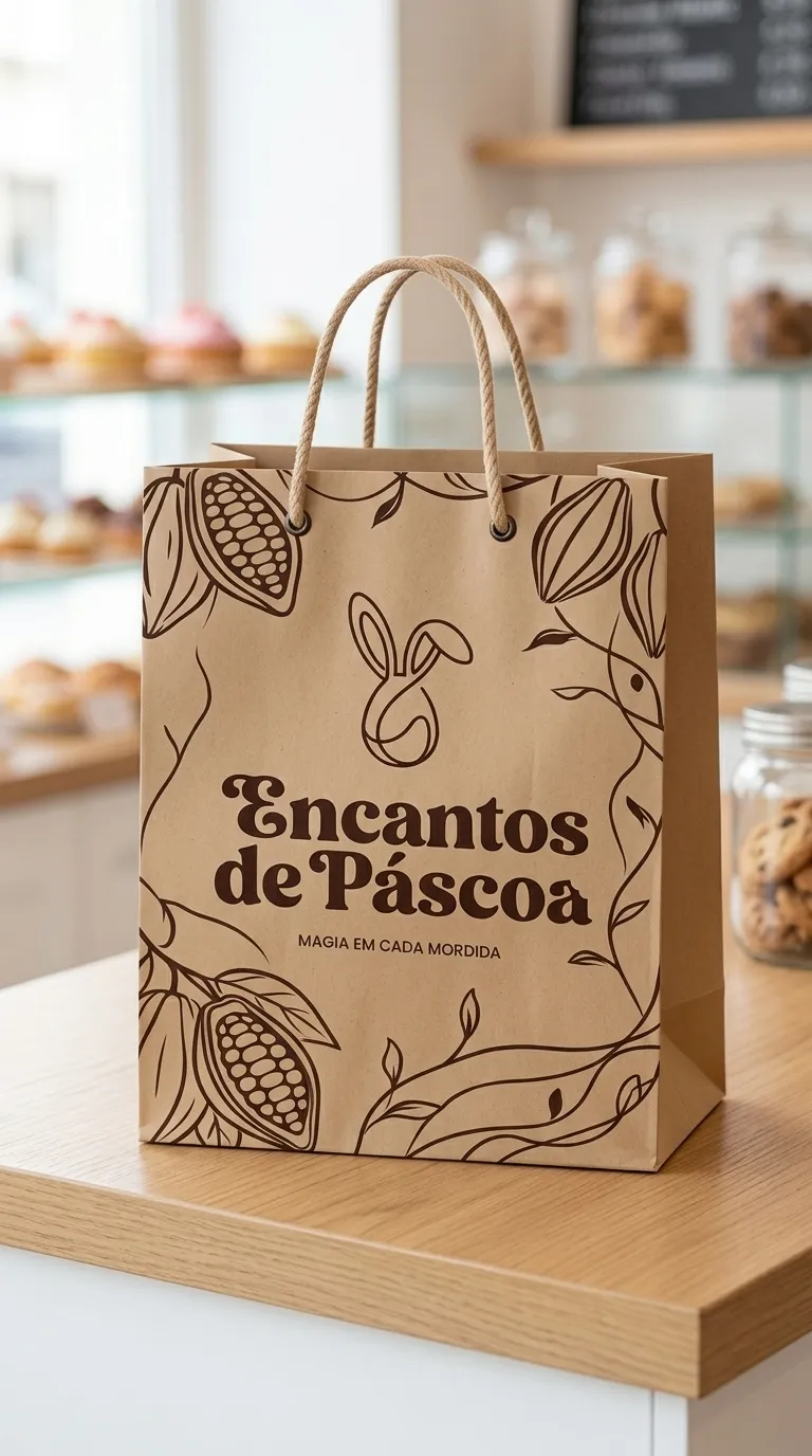 Sacola kraft personalizada da Encantos de Páscoa – Guarapuava PR